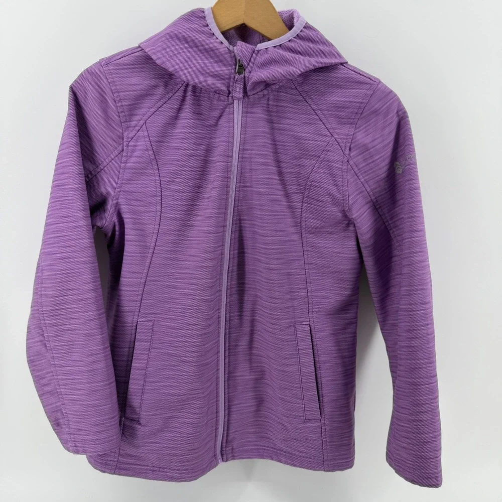 Free Country Girls Purple Striped Hooded‎ Softshell Active Jacket Size 14/16